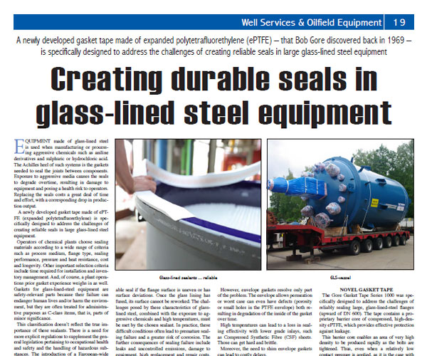 Creating durable seals in glass-lined steel equipment