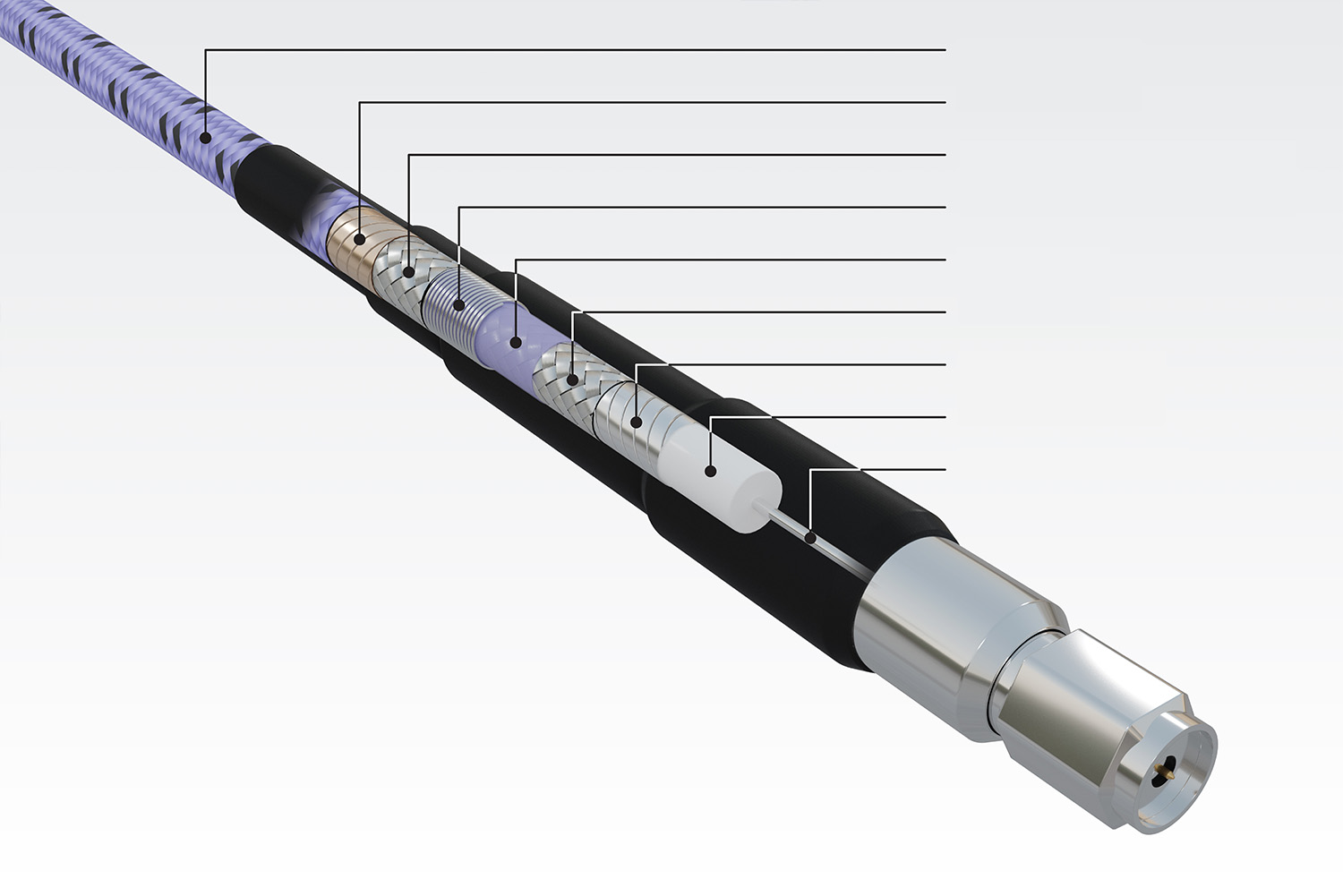 GORE® PHASEFLEX®微波/射频测试电缆组件结构