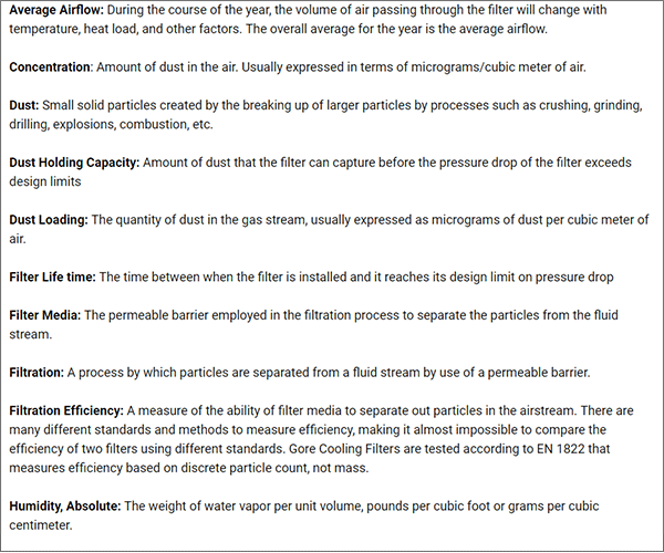 GORE Cooling Filters Glossary