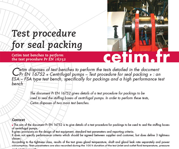 Cetim Test Procedure for Seal Packing