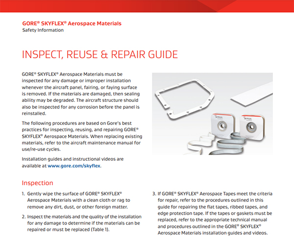 GORE® SKYFLEX® Aerospace Materials Inspect, Reuse and Repair Guide