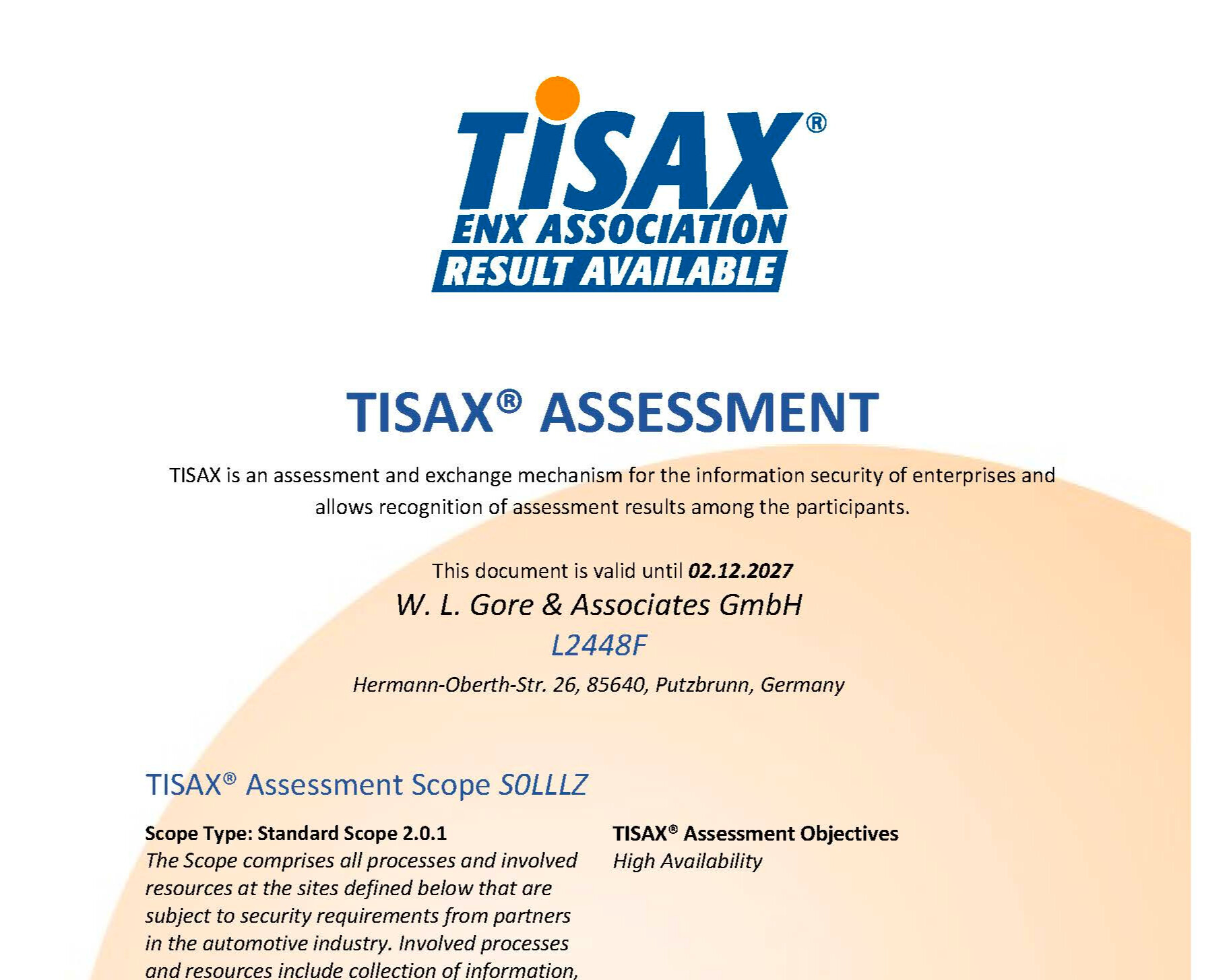image of TISAX certificate