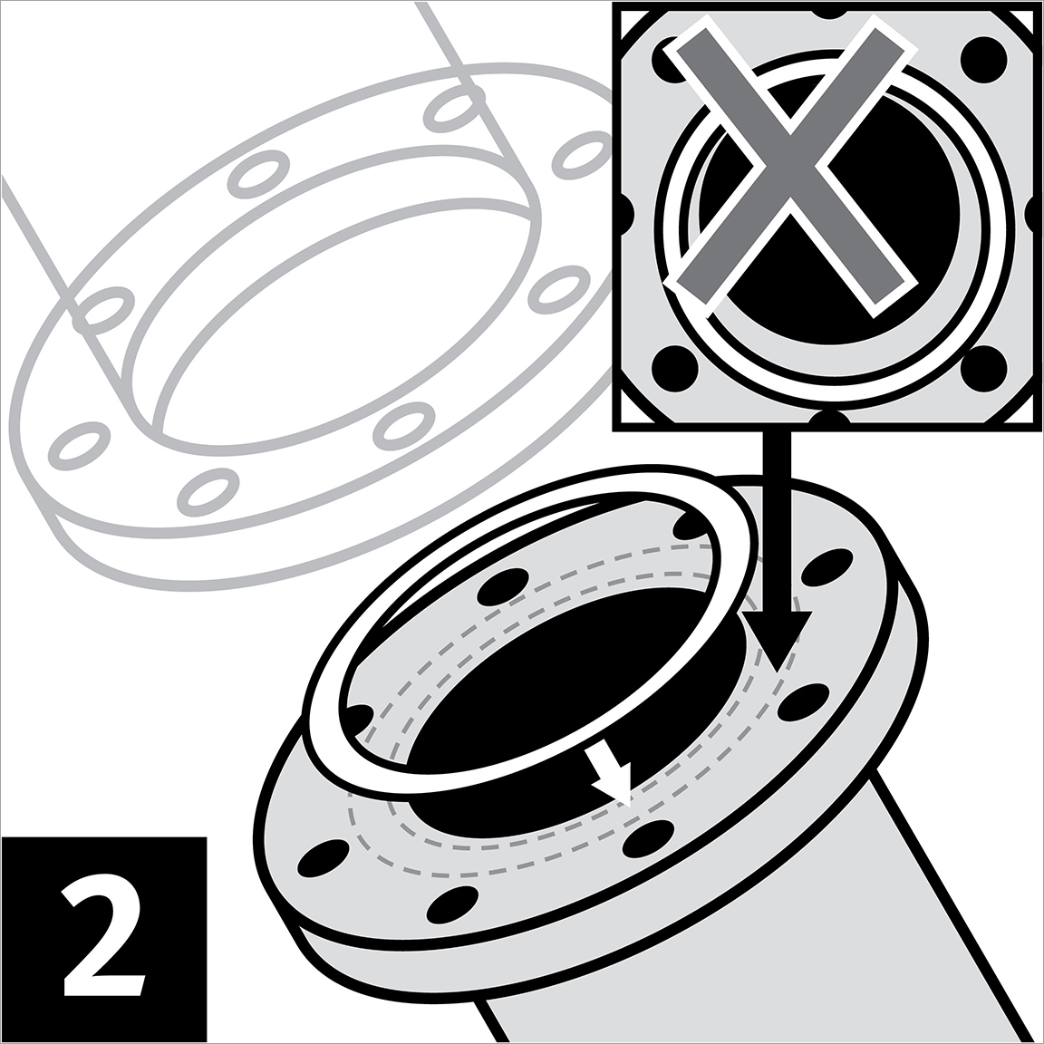 Position the gasket so that it is centered on the flange.