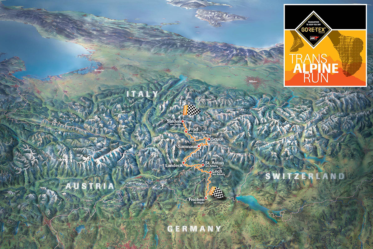 Map of the GORE-TEX Transalpine-Run Course